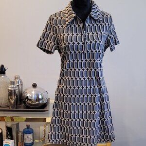 SHEIN Black and Cream Geometric Mini Dress